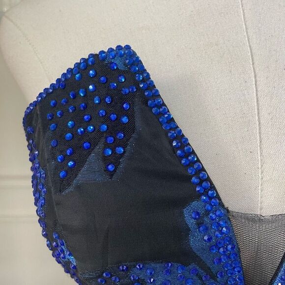 Ellie Wilde Formal Bandeau Crop Top Bustier Cobalt Blue Black 4 - Picture 3 of 9